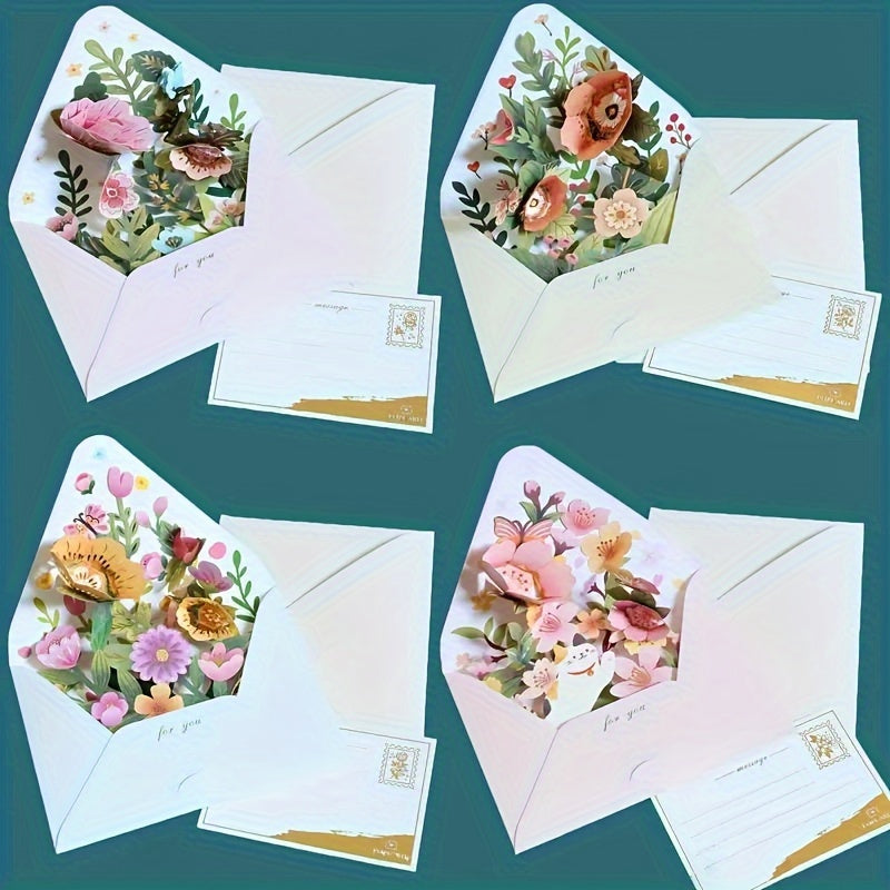 Flower Style Greeting Card with Envelope for Eid Al-Adha Mubarak Creative 3D Design