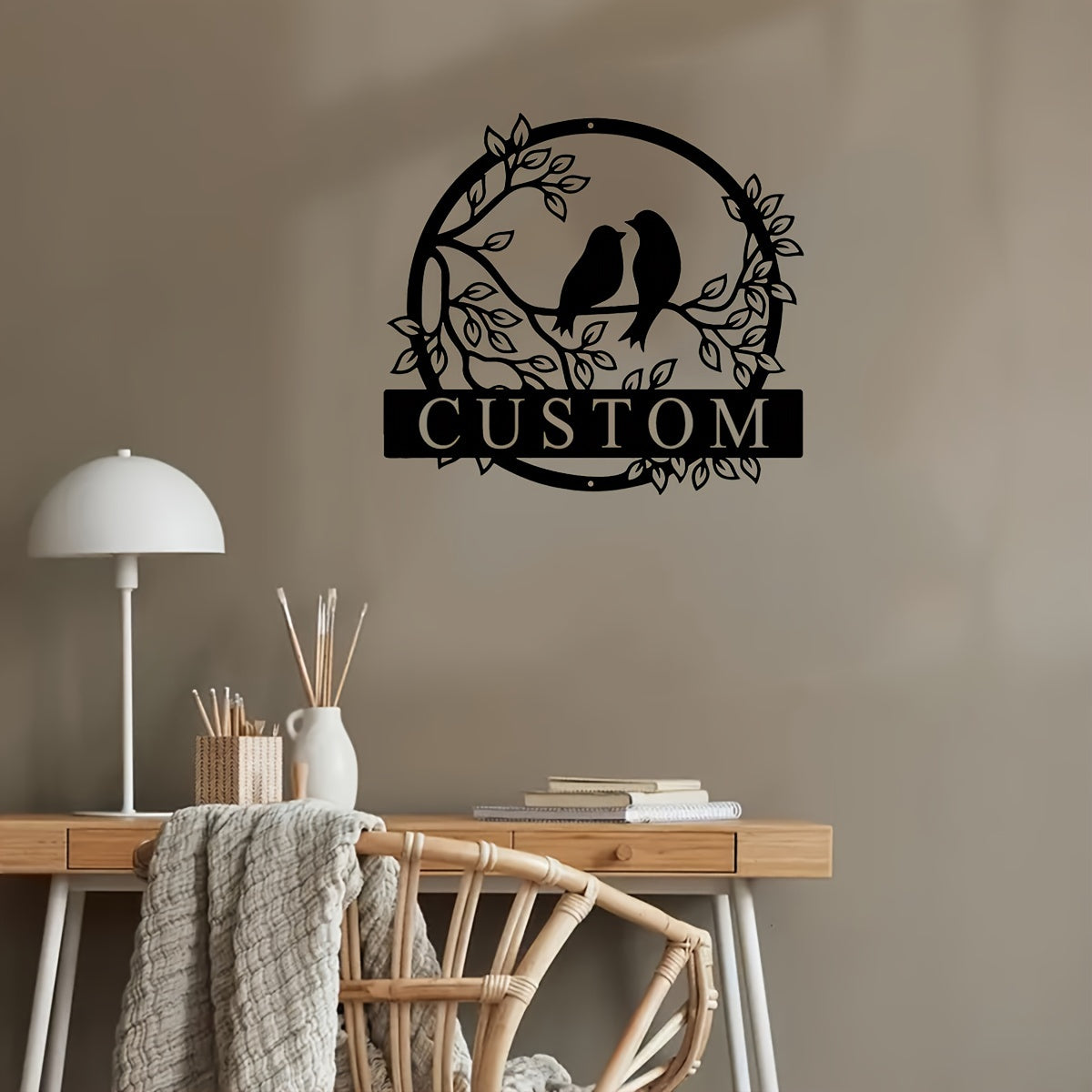 Personalized Lovebirds Metal Wall Art Sign for Porch Patio Garden Decor