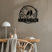 Personalized Lovebirds Metal Wall Art Sign for Porch Patio Garden Decor