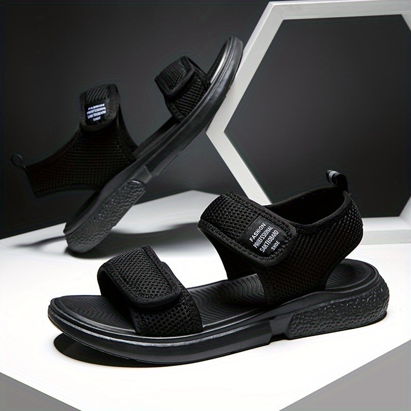 Men's Black Summer Sandals Non-slip Breathable Mesh Casual Outdoor Beach