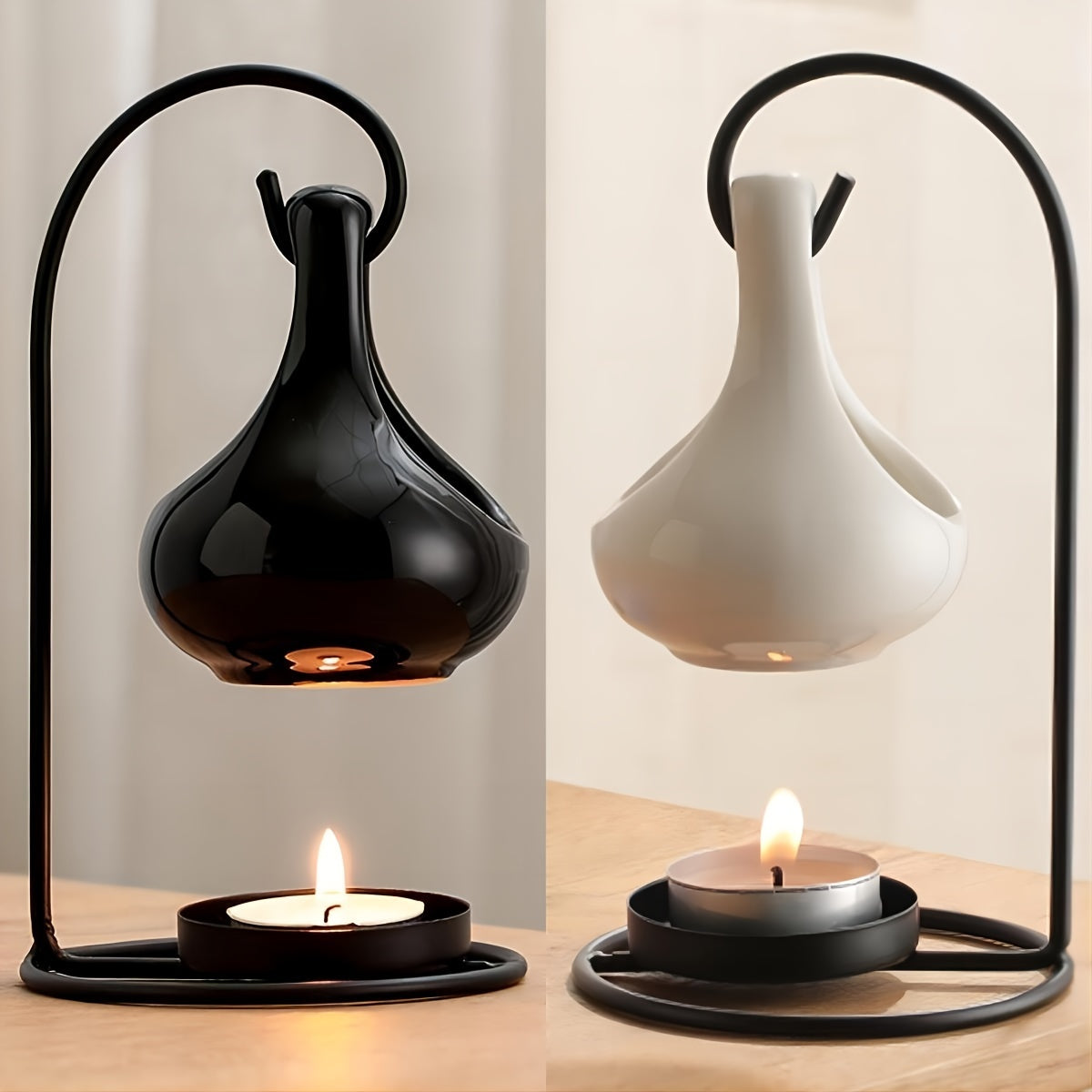 Metal Hanging Aromatherapy Burner Black White for Living Room Bedroom Decor