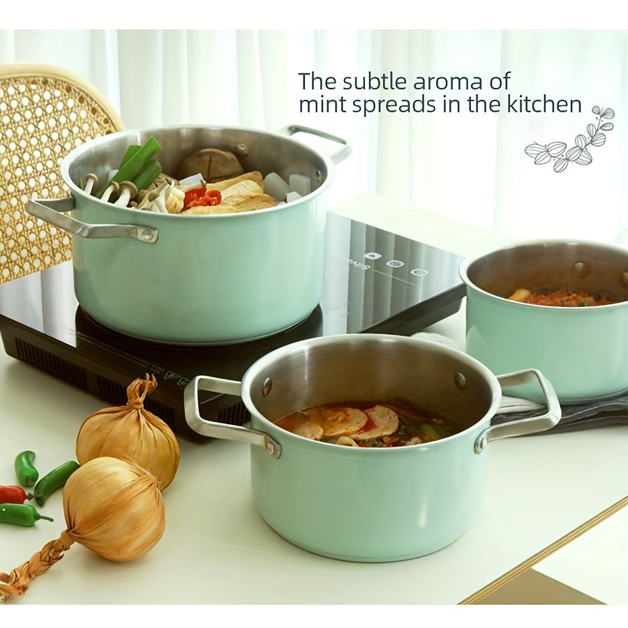 Кастрюля для супа Pure Cook 13.7qt из премиальной толстой нержавеющей стали в мятном цвете с двумя ручками - совместима с индукцией от Pure Cook