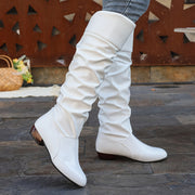 Women's Solid Color Chunky Heel High Knee Winter Boots