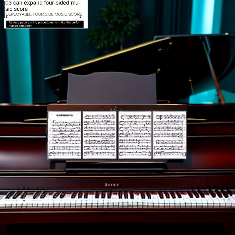 A4 o'lchamdagi varaqalar uchun premium pianino musiqa varaqasi klipi, uch marta egiladigan dizayn, olti sahifali sig'im, musiqachilar va ijrochilar uchun mustahkam va engil. O'ynashni mashq qilish uchun ideal.