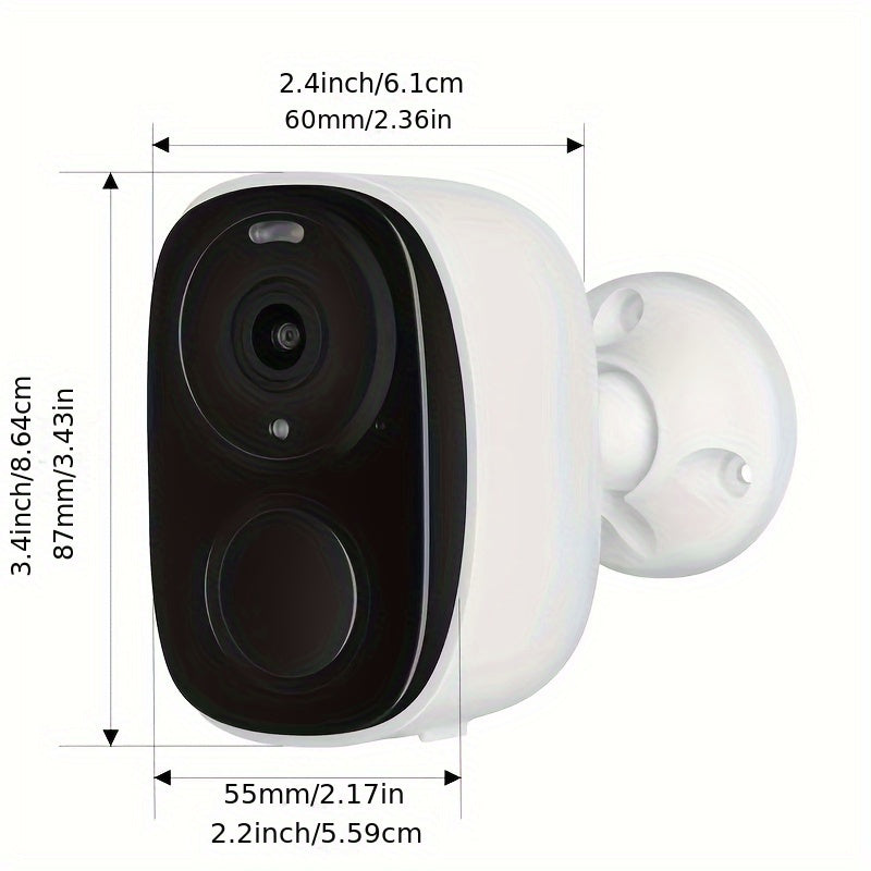 3MP Outdoor Wireless Security Camera with 5000mAh Battery Color Night Vision AI Motion Detection WiFi Two-Way Audio Waterproof