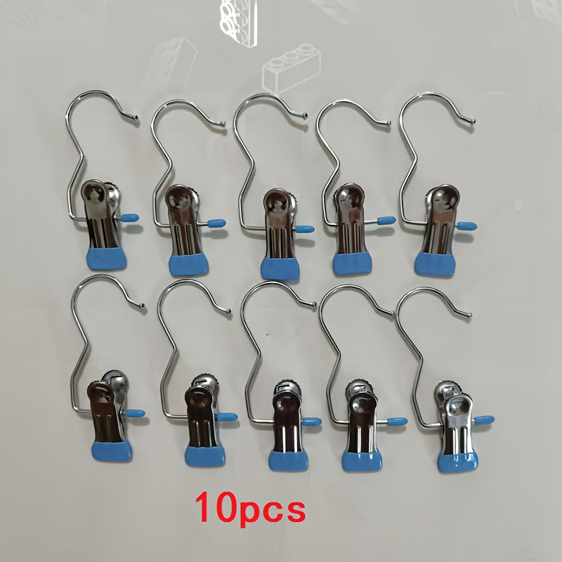 Stainless Steel Laundry Clips Pack of 10 or 20 with Hooks for Hanging Clothes and Organizing