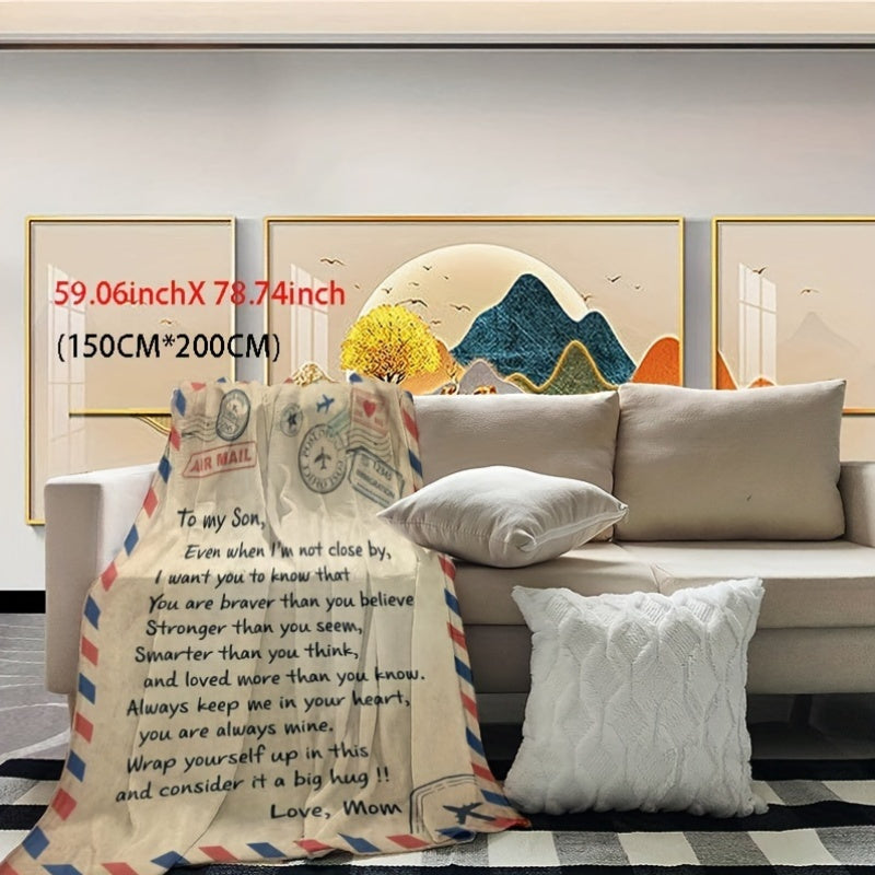 All-Season Flannel Throw Blanket for Couch Bed Travel with Encouraging Messages