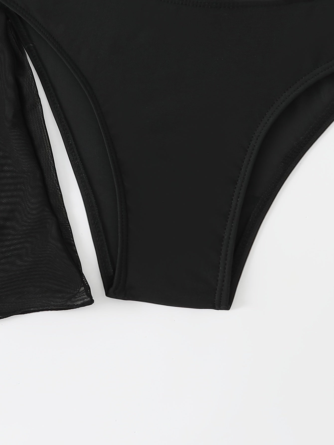 Women's Solid Color High-Waisted Bikini Swimsuit Set with Cover-Up for Sun Protection