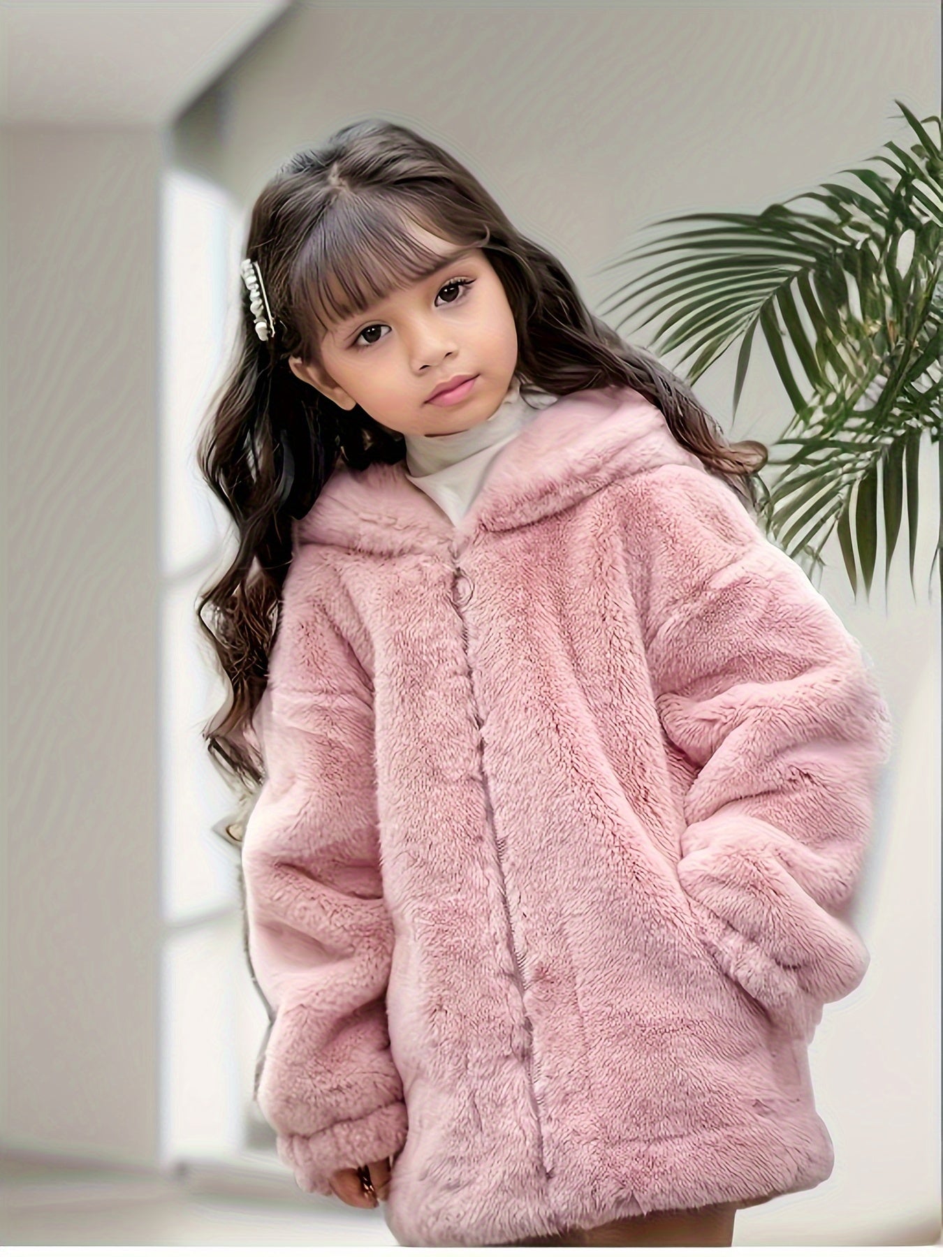 Kids' Faux Mink Fur Coat with Bear Ears Hood for Warm Winter Wear