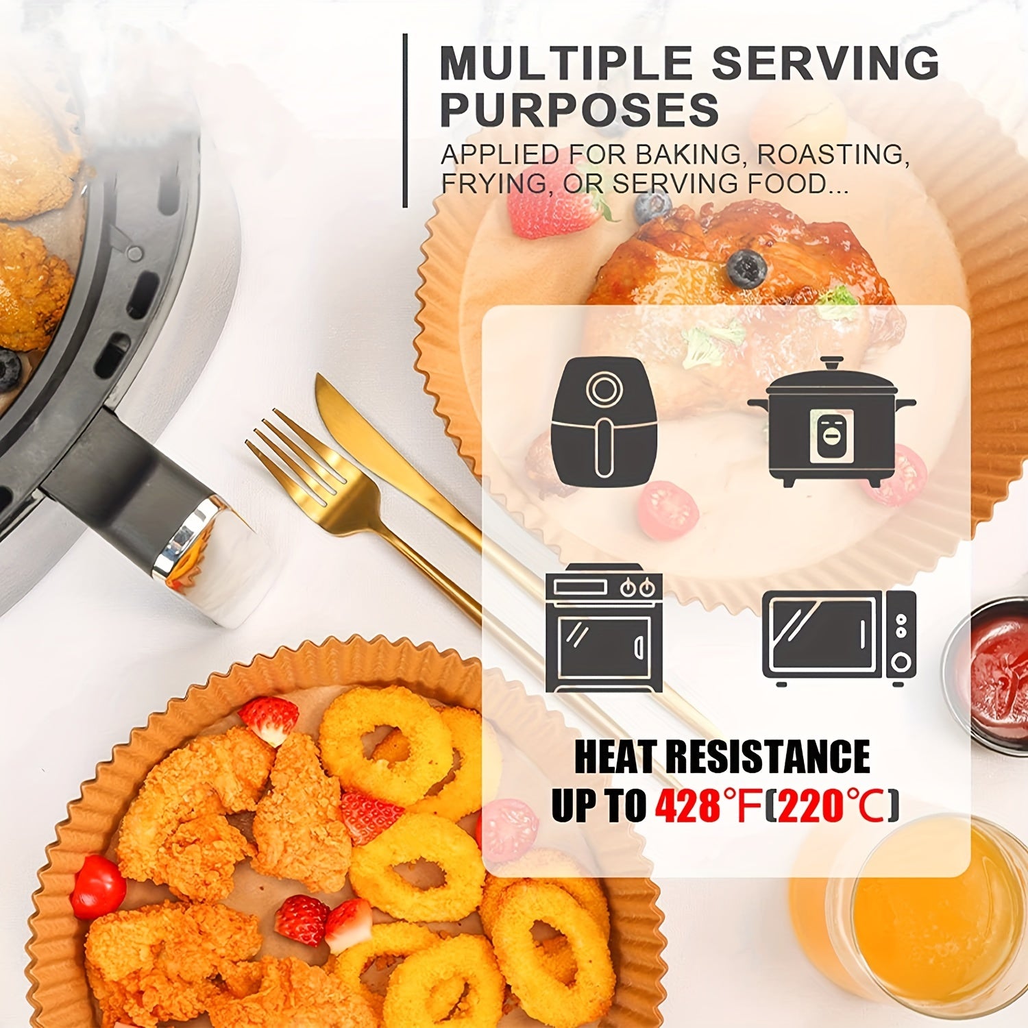 70 Pieces Non-Stick Air Fryer Liners 16cm Disposable Paper Bowls for Baking Cooking Microwave