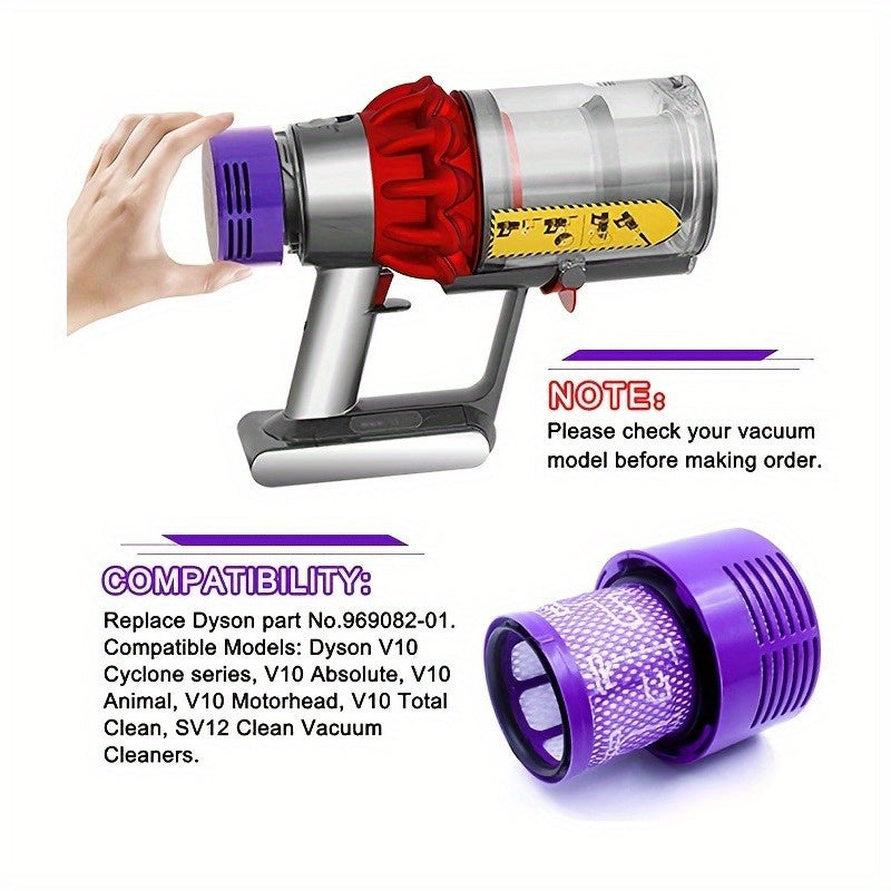 Replacement Vacuum Filter for V10 Series, Washable Dust Filter with Floor Attachment
