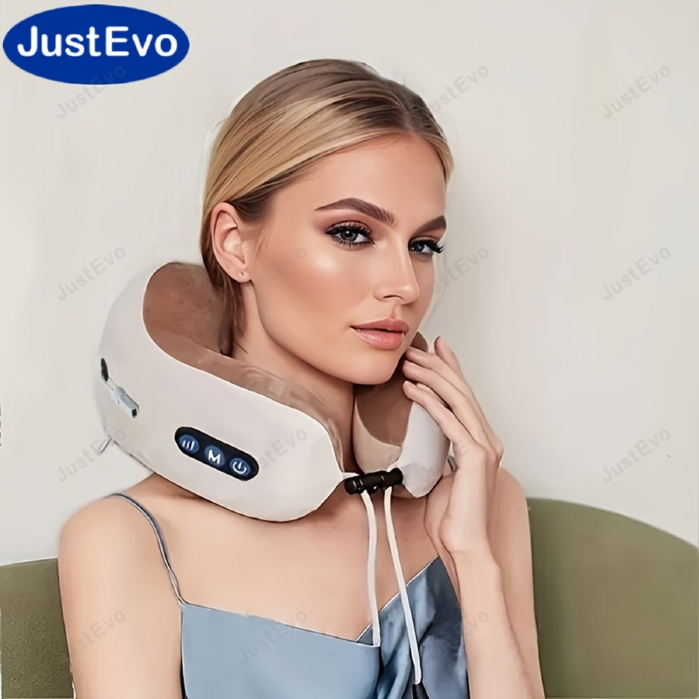Electric Neck U-Shaped Pillow Massager Rechargeable USB Hypoallergenic for Home Office Travel