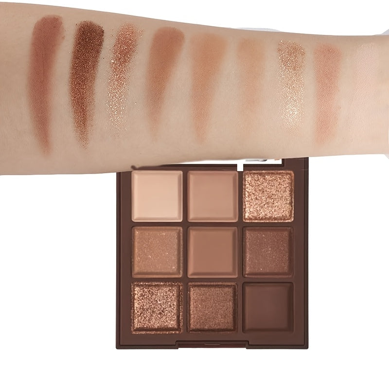 9-rangli ko'zoynak palitrasi Rose Golden Brown Matte Shimmer Mini uzoq davom etadigan, juda boy pigmentli
