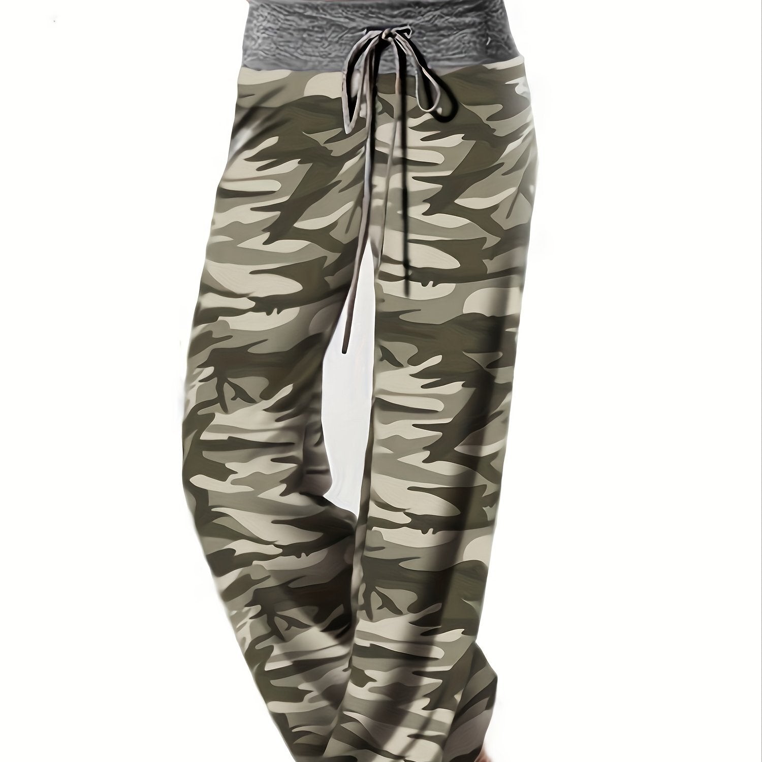 Women's Plus Size Floral Print Wide Leg Lounge Pants with Drawstring