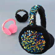 Plush Cartoon Earmuffs for Winter Warmth and Fashion with Sequins