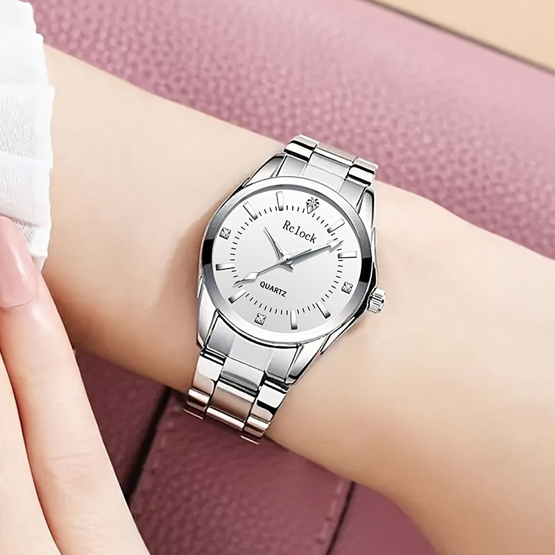 Women's Quartz Watch Sleek Round Alloy Case Non-Rechargeable Battery Multifunctional