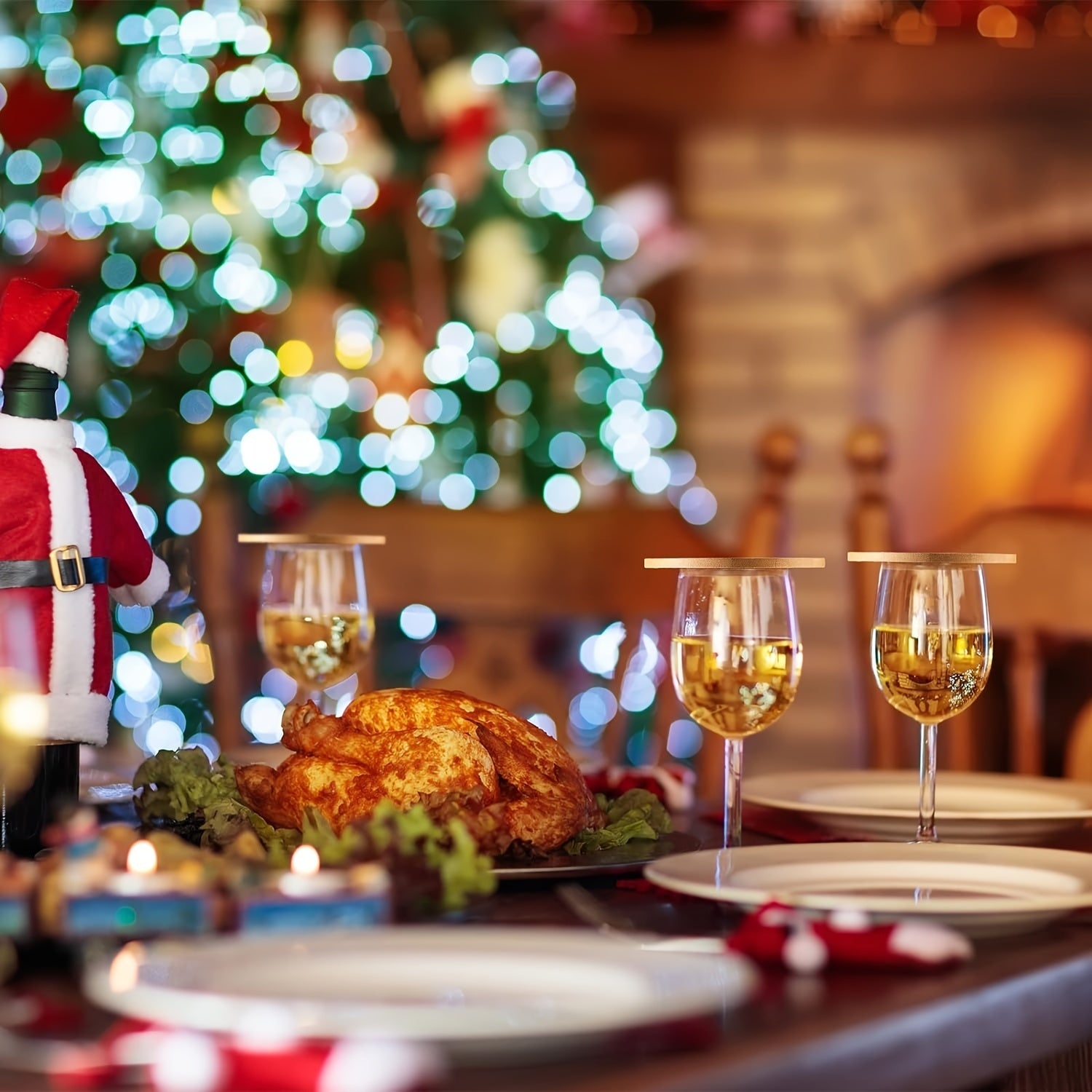 Set of 8 Bamboo Wine Glass Covers Bug Protection Party Accessories No Electricity Needed