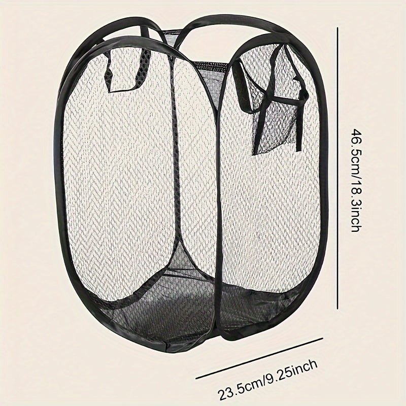 Large Capacity Foldable Mesh Laundry Basket with Handles for Bathroom Bedroom Dorm