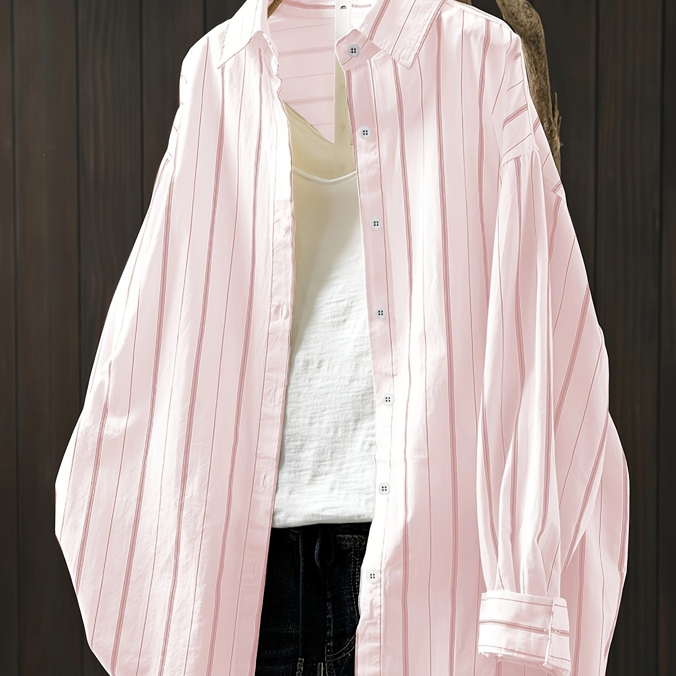 Женская блузка большого размера с длинным рукавом, повседневная в полоску, с лацканом и фруктовым принтом