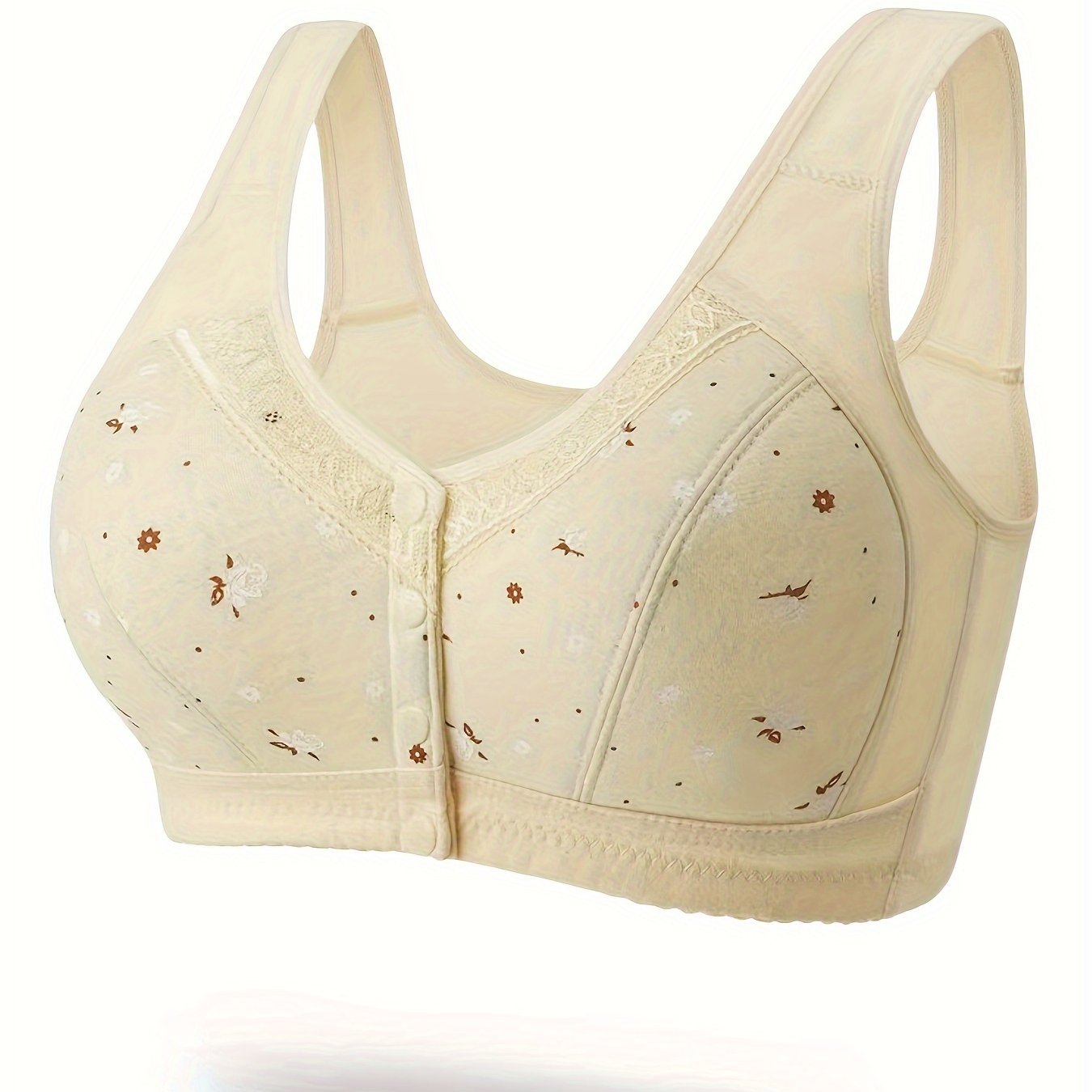 Floral Print Wireless Bralette Polyester Elastane Light Support No Padding