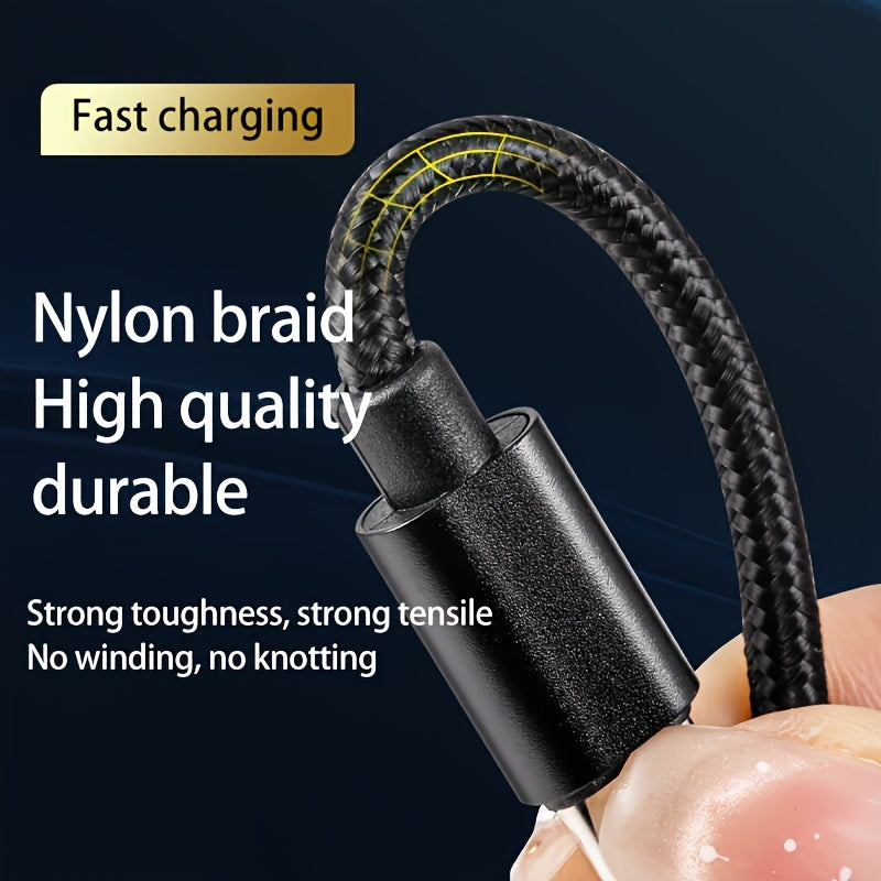 Fabric USB Type-C Charging Cable 1m 2m 3m Fast Data Sync Black Blue Red