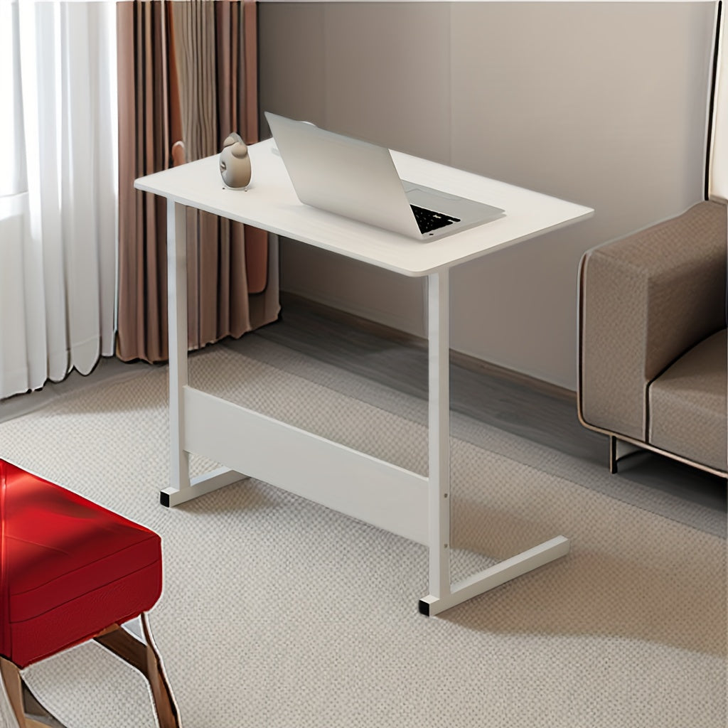 White Wooden Laptop Desk Stand, Compact and Durable Table for Home Office