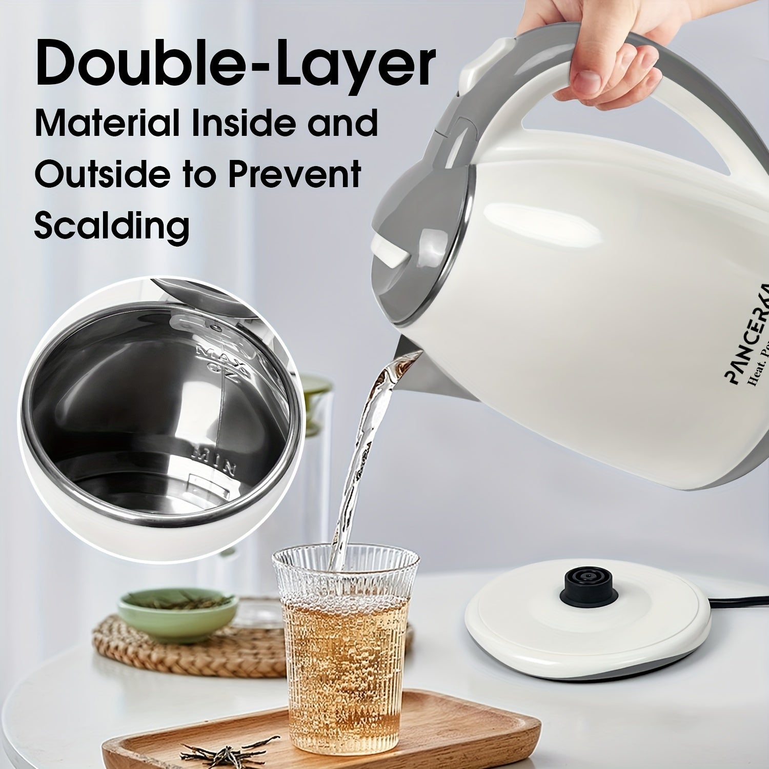 Electric Kettle 1.8L 1500W BPA-Free Rapid Boil Auto Shut-Off Tea Coffee Maker EU Plug