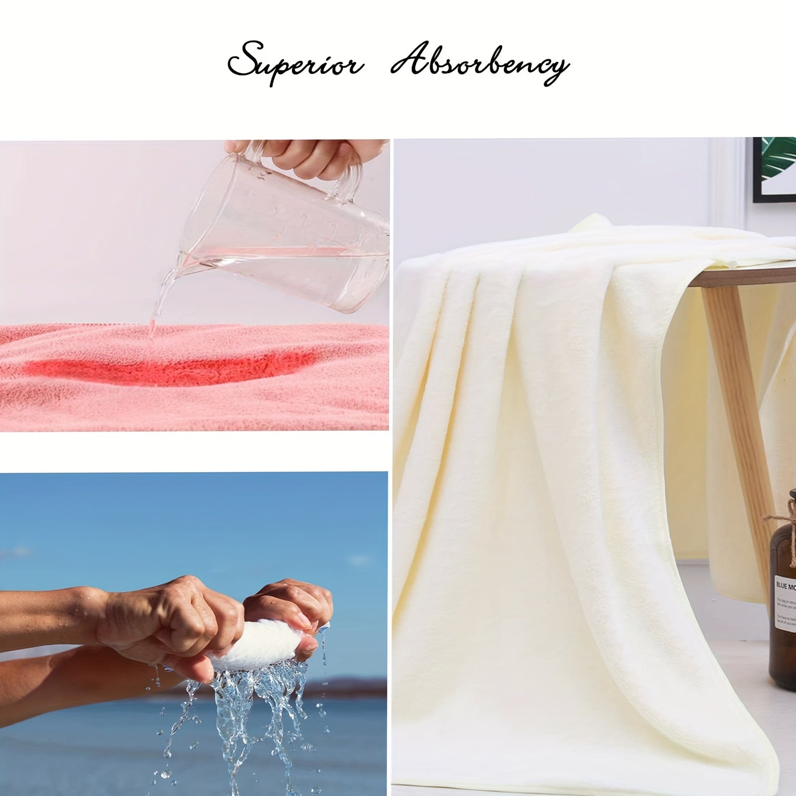 4-ta qismli singdiruvchi paxta sochiq to'plami, bir rangli, hammom, dush, sayohat va yoga uchun