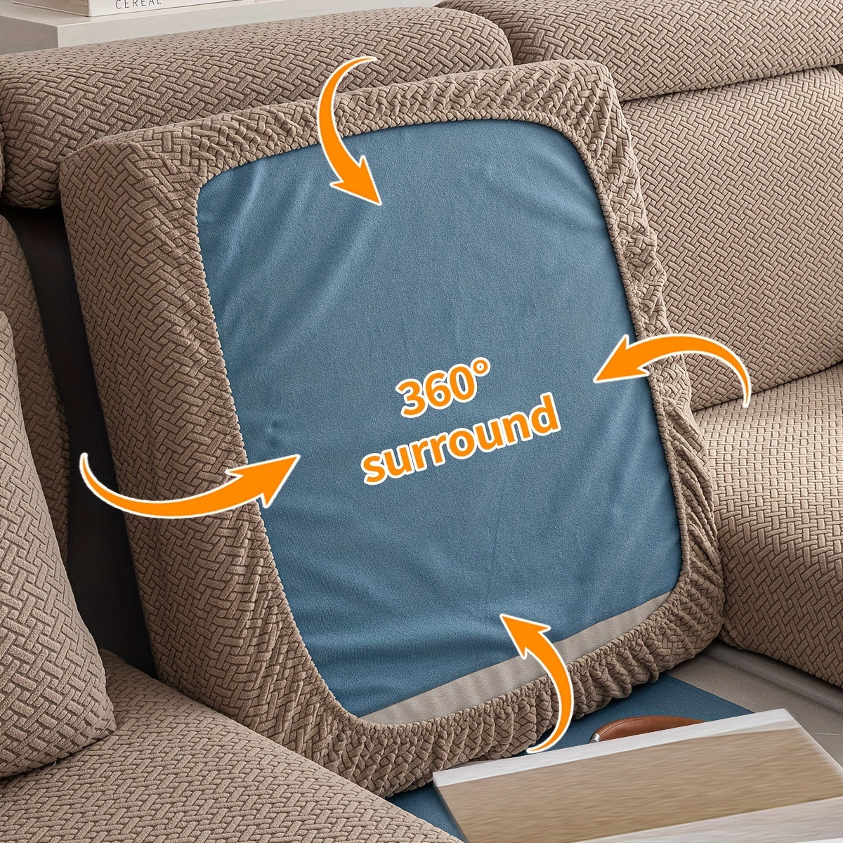 Checkered Pattern Polar Fleece Sofa Cover Boho Style Stretch Fabric Stain and Pet Scratch Protection