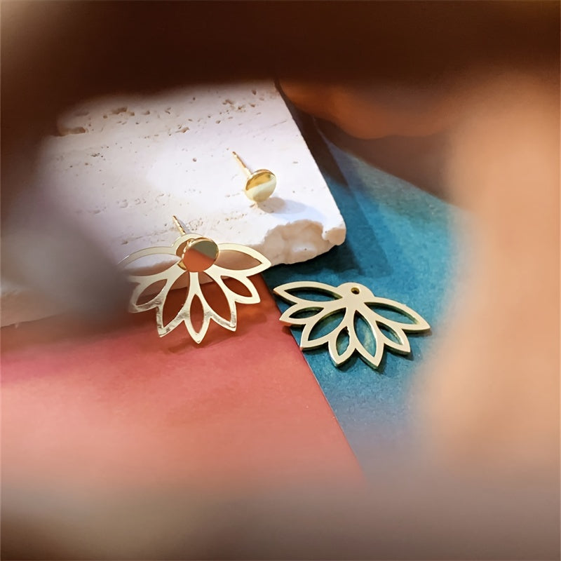 Женские серьги с золотистым тоном Lotus с застёжкой-карабином, украшенные цветами и сверкающими камнями