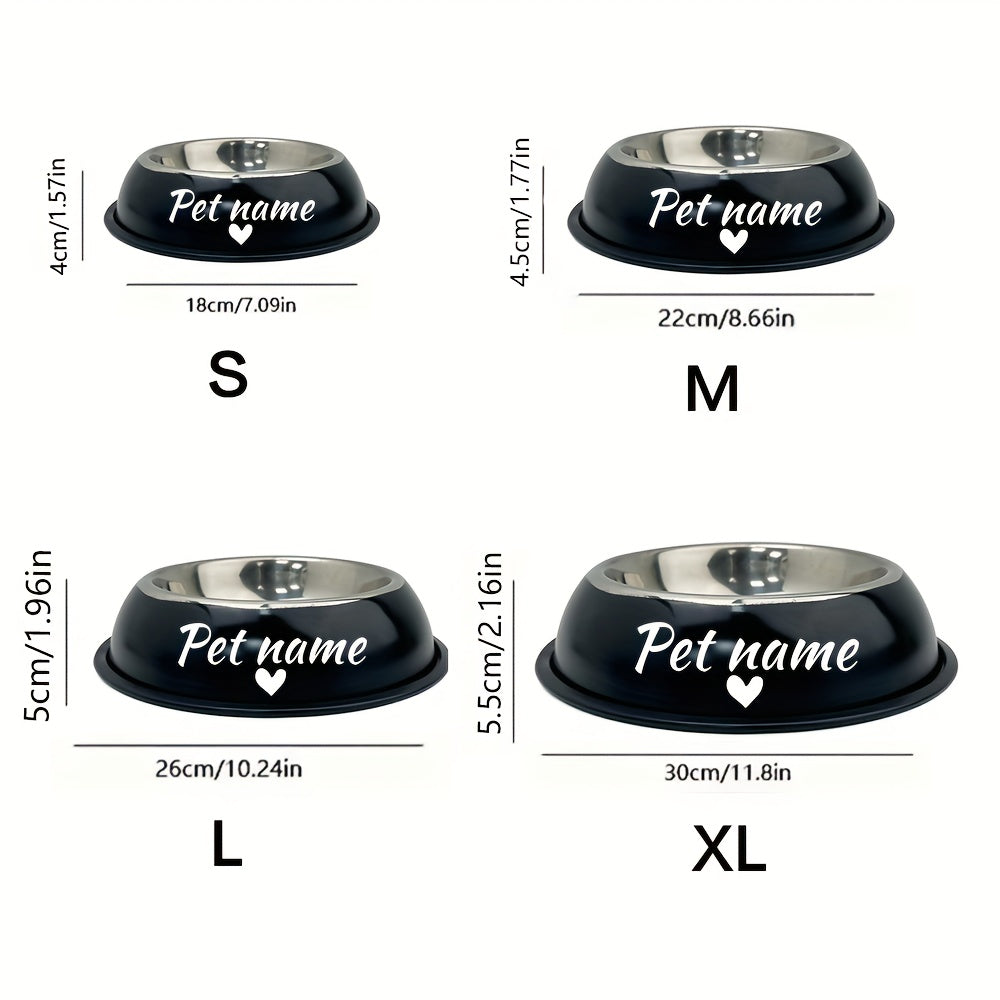 Personalized Stainless Steel Dog Bowl Non-Slip Base for Small to Large Dogs