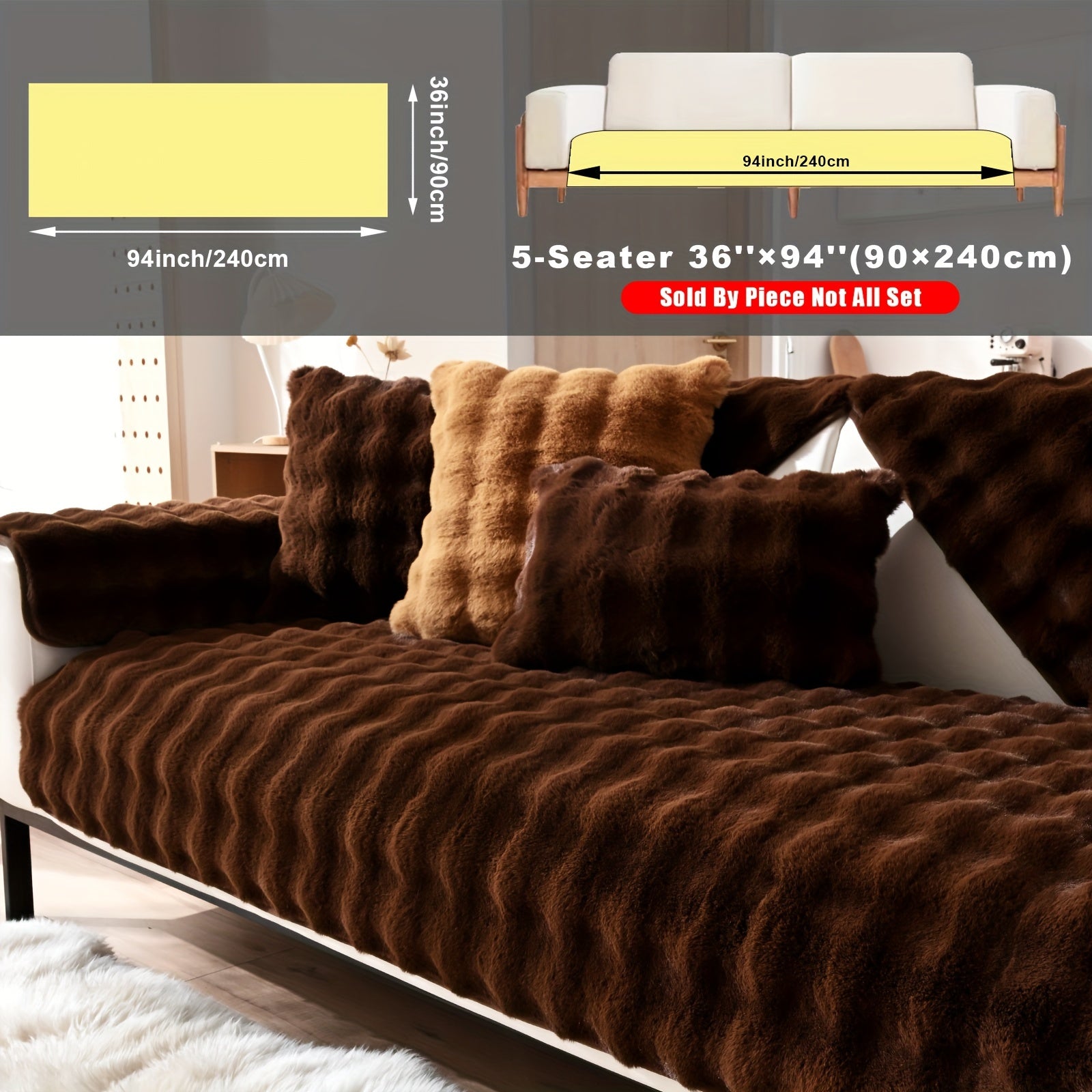 Накидка на диван из флиса для 2-4 местных диванов в 8 цветах, моющаяся в машине, дружелюбная к питомцам, современный дизайн