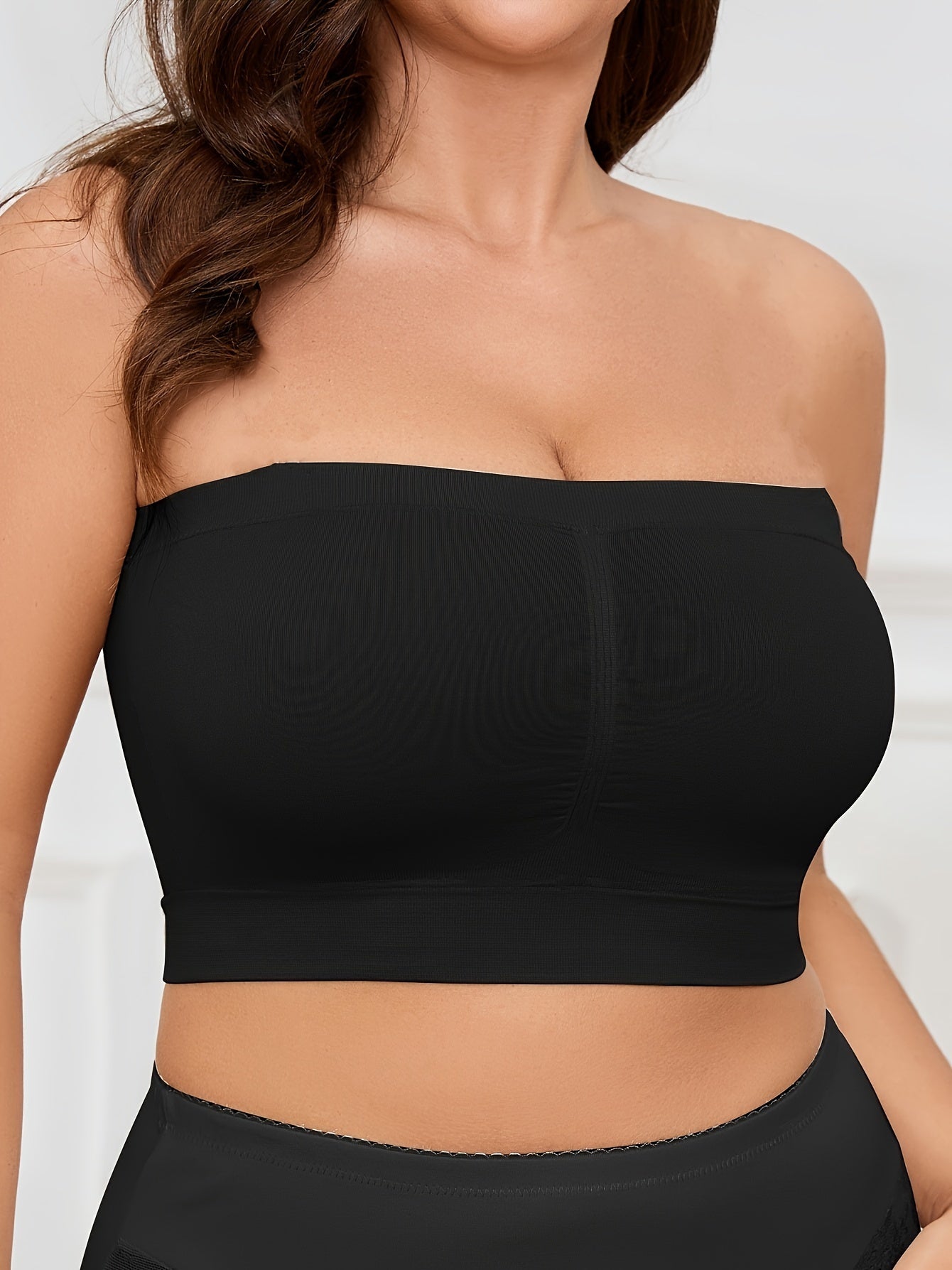 Plus o'lchamli uzluksiz bandeau bra, qalinliksiz, elastik mato, yoga va fitnes uchun