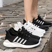 Men's Casual Athletic Sneakers Solid Color Fabric Low Top Lace Up