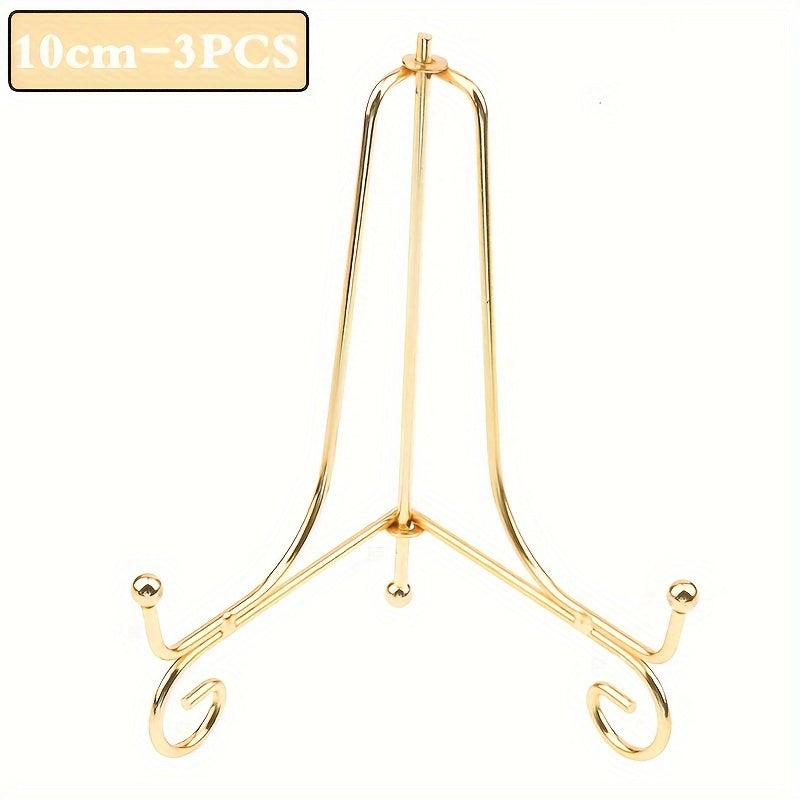 Set of 3 Classic Metal Display Easels for Photos, Plates, and Art