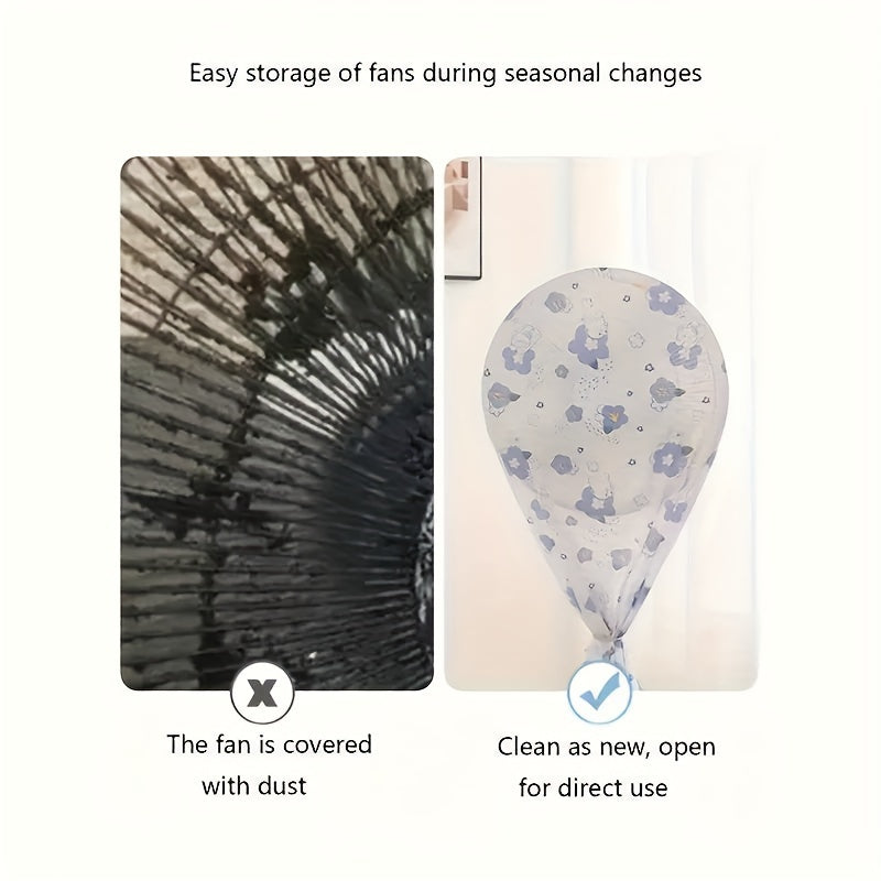 Modern Minimalist PVC Fan Dust Cover with Floral Patterns Full Protection Dust-Proof