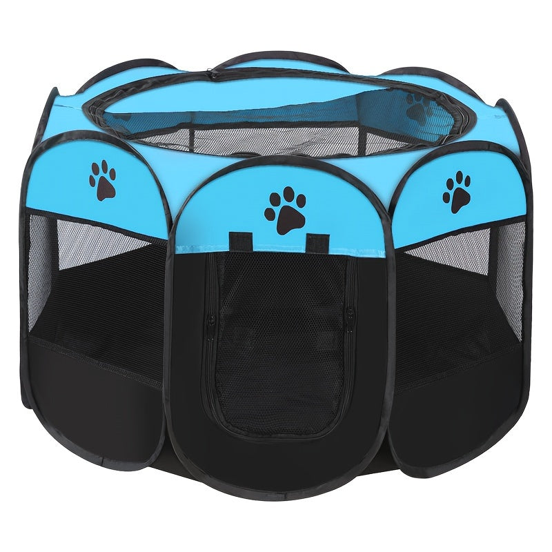 Foldable Pet Playpen with Carrying Case and Travel Bowl Water-Resistant Shade Cover for Indoor Outdoor Use