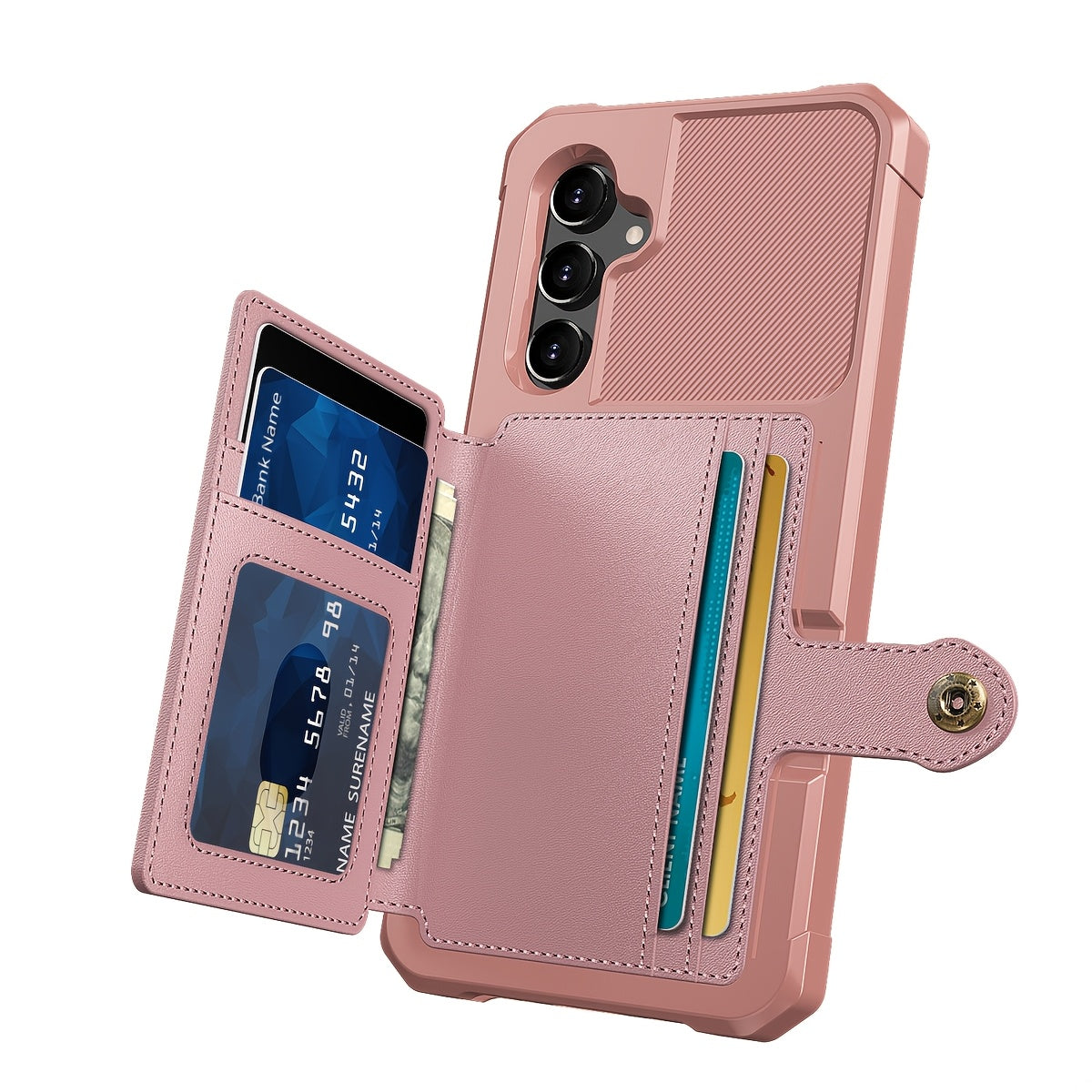 Faux Leather Card Holder Phone Case for Galaxy A55 5G A35 5G with Card Slot Shockproof Durable TPU Flip Wallet