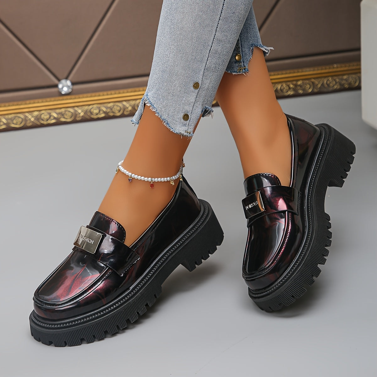 Women's Colorful Loafers Synthetic Heel Slip-On All-Season Comfort