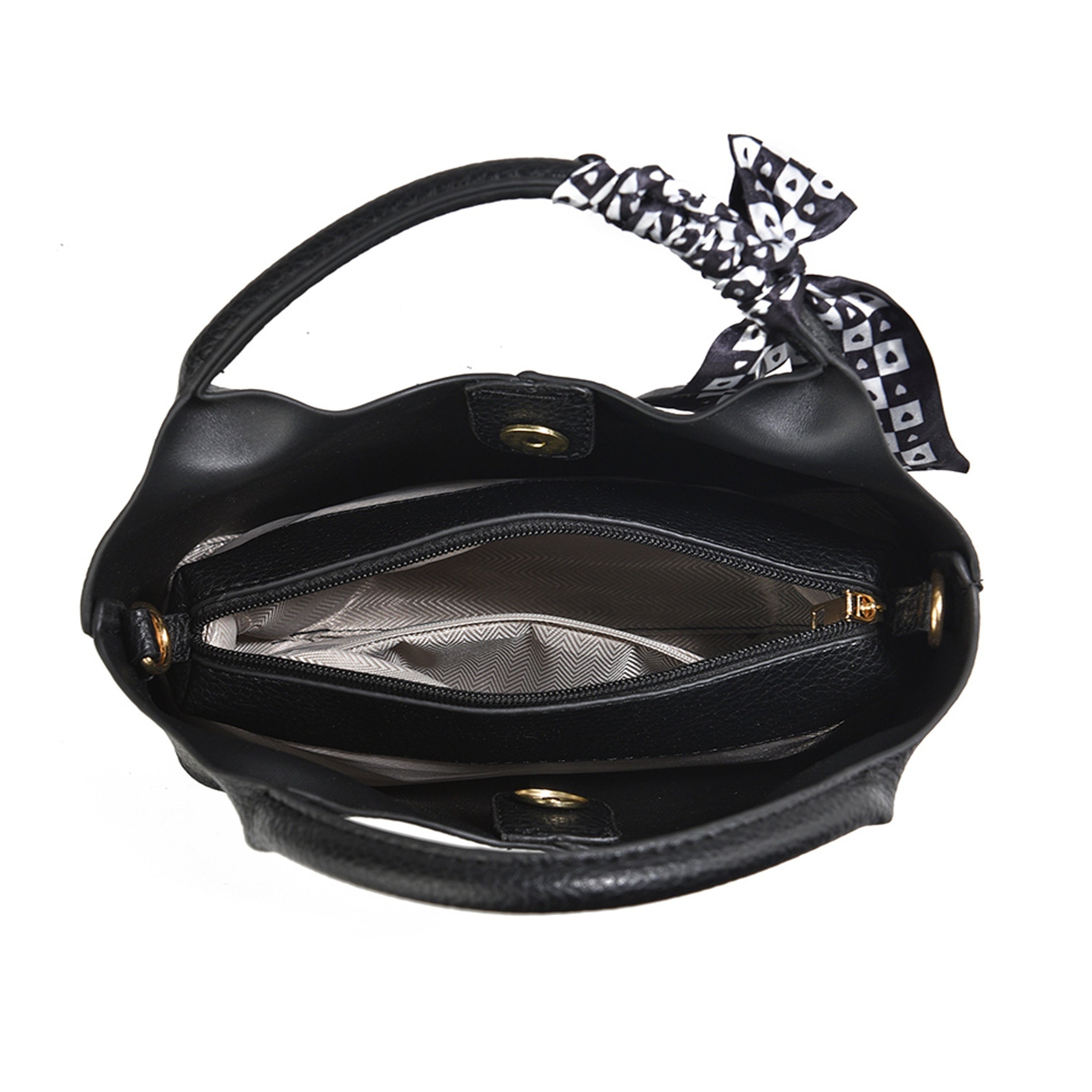 Винтажная сумка-ведро со шарфом, большая вместимость, сумка через плечо, регулируемый ремень, застежка на молнии, складная и без подкладки с окрашенными краями, подходит для бизнеса, свиданий и путешествий.