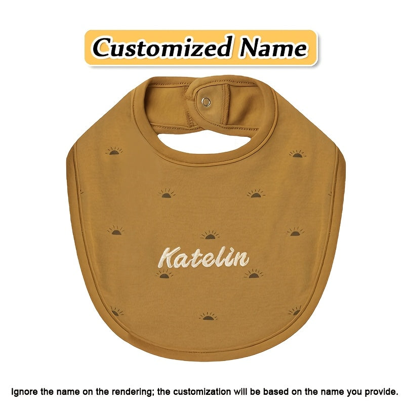 Baby Bib Adjustable Embroidered Name Soft Absorbent Knit for Newborns