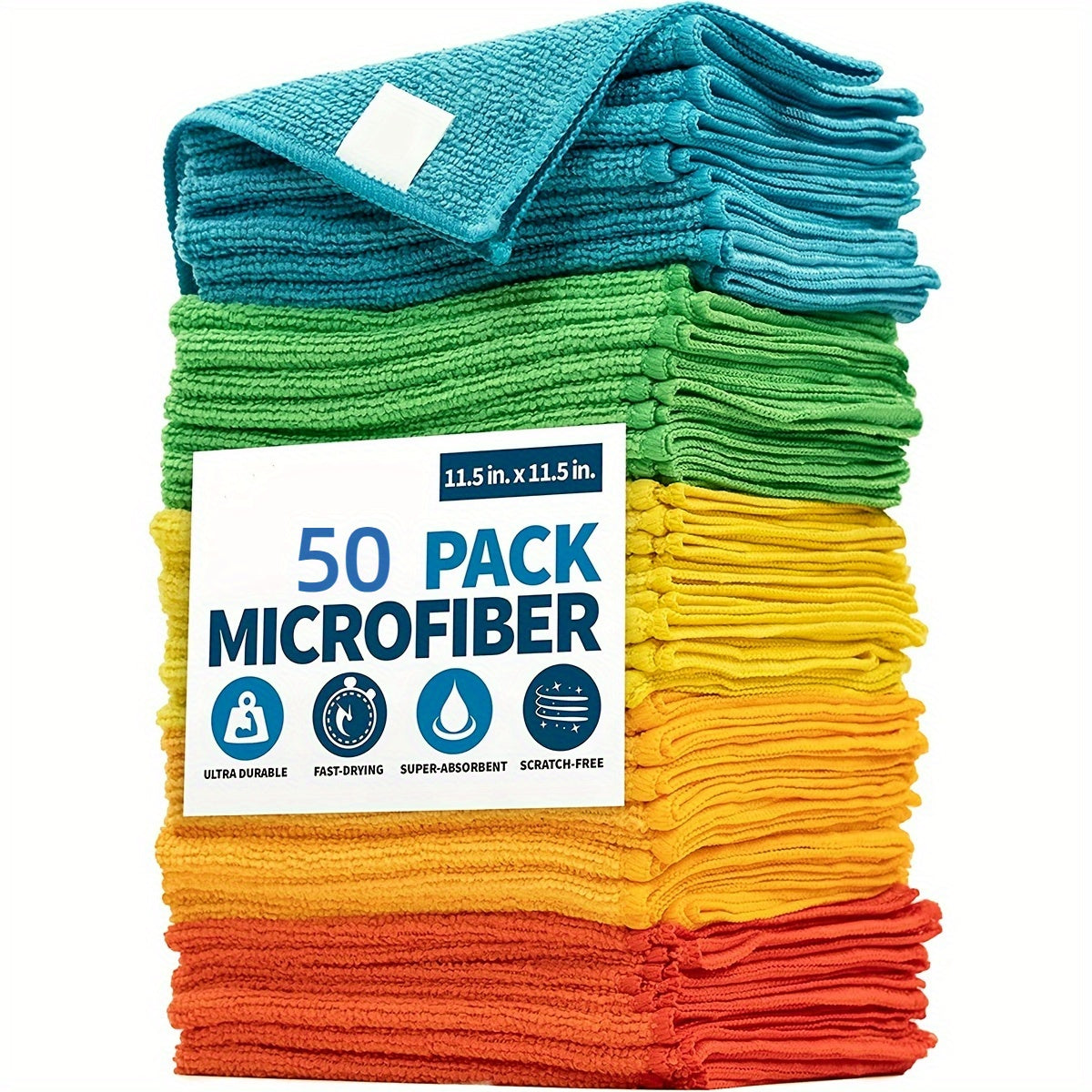 Colorful Microfiber Cleaning Towels Pack of 5 10 20 or 50