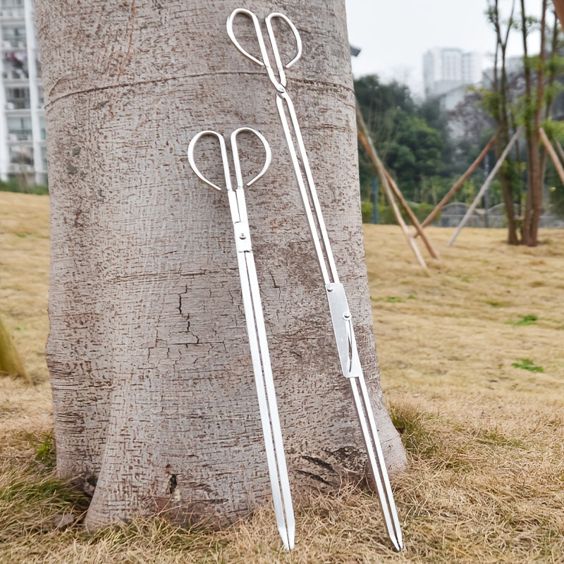 Stainless Steel Tongs with Non-Slip Head, Extended Handle, Wide Grip for Kitchen Camping and Garbage