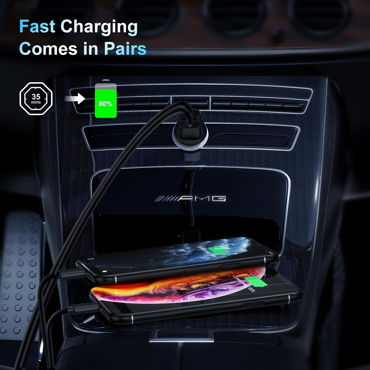 Universal Car Charger Fast Charging Adapter 4.8A for iPhone and Devices