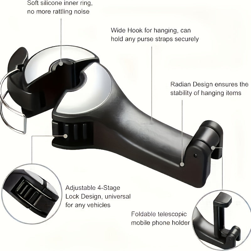Soporte ajustable universal para teléfono en reposacabezas de coche, resistente al agua, de ABS, con sujeción segura