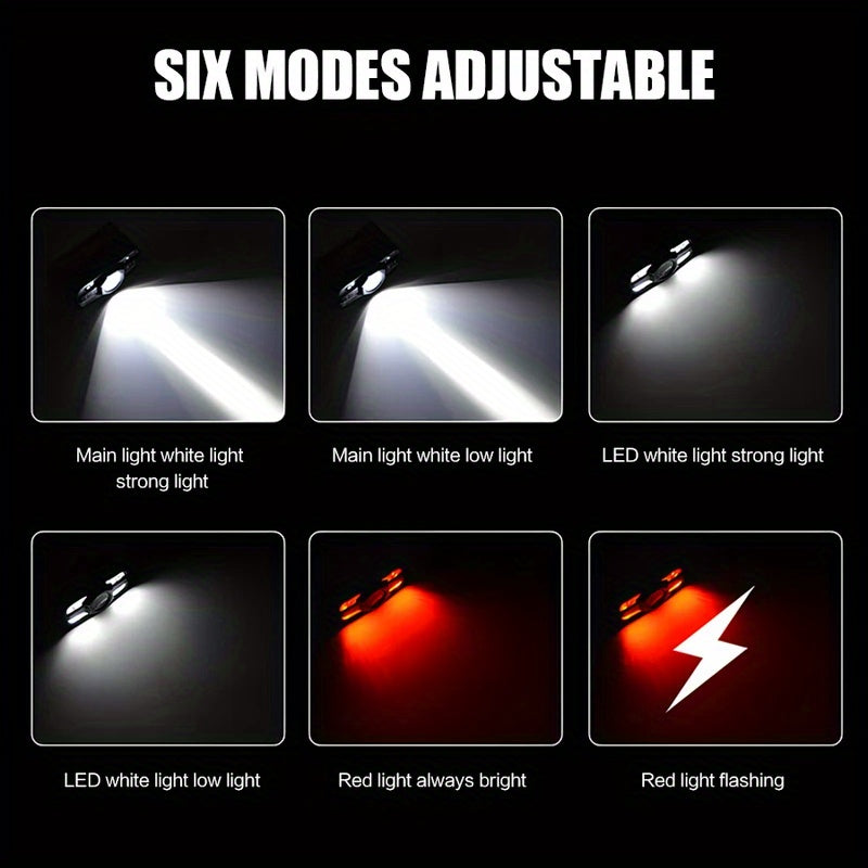 Rechargeable LED Headlamp with 6 Modes Polished Finish for Night Activities