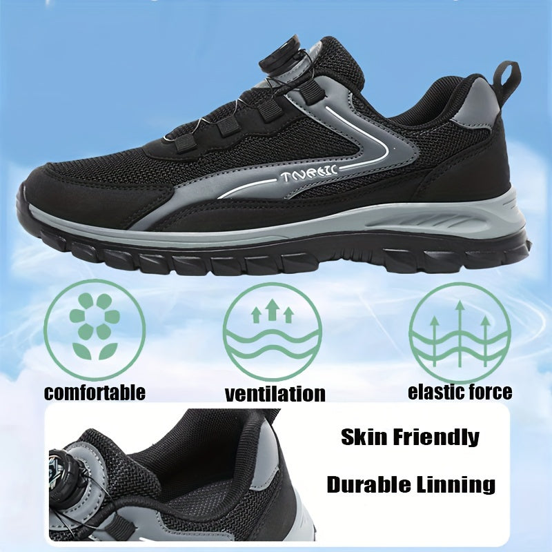 Zapatos de exterior para hombres grandes, ligeros y casuales para senderismo con hebilla giratoria sin cordones