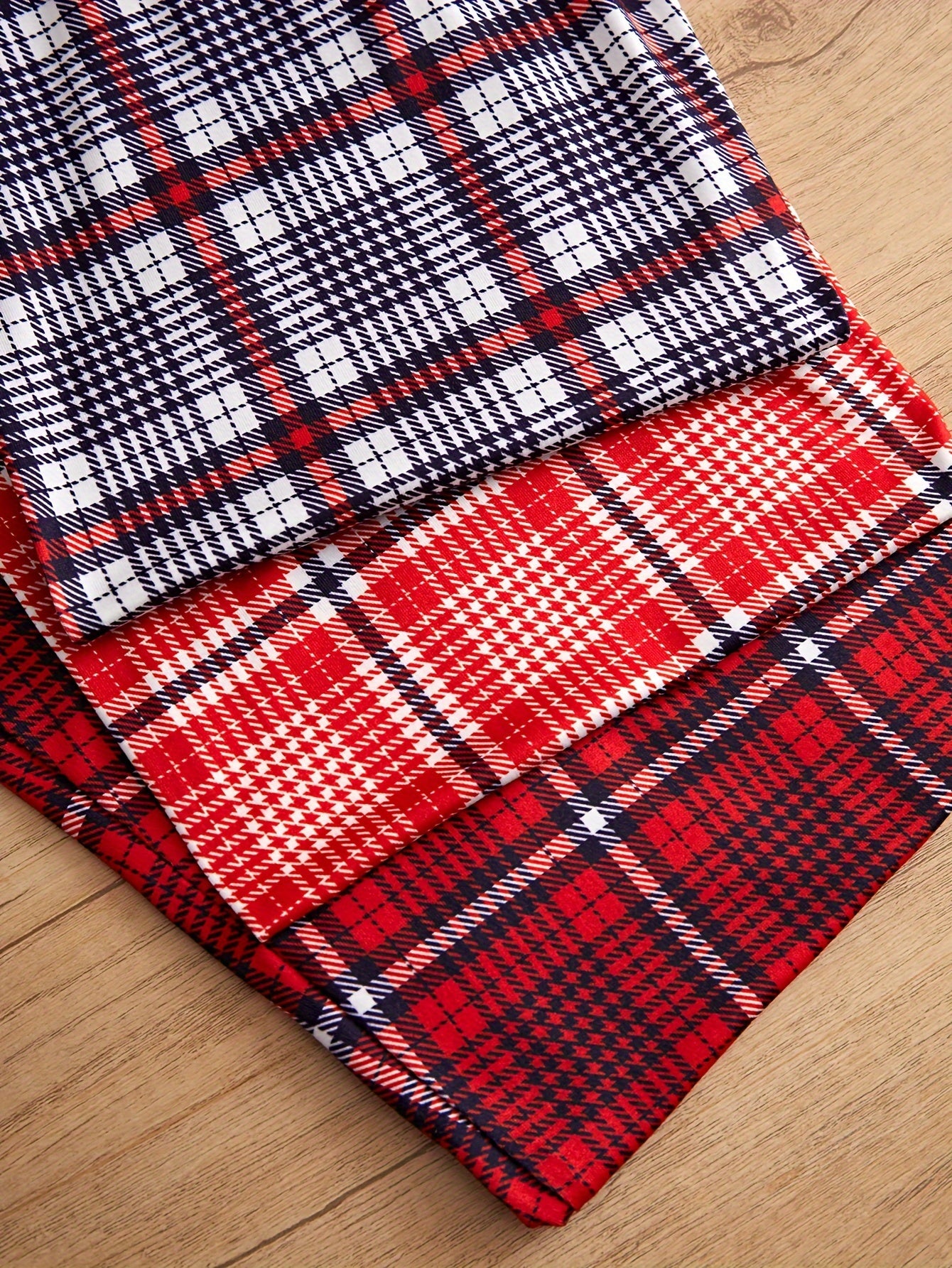 Women's Plaid Sleep Pants 3-Piece Set Cozy Lounge Casual Knit Polyester with Bow