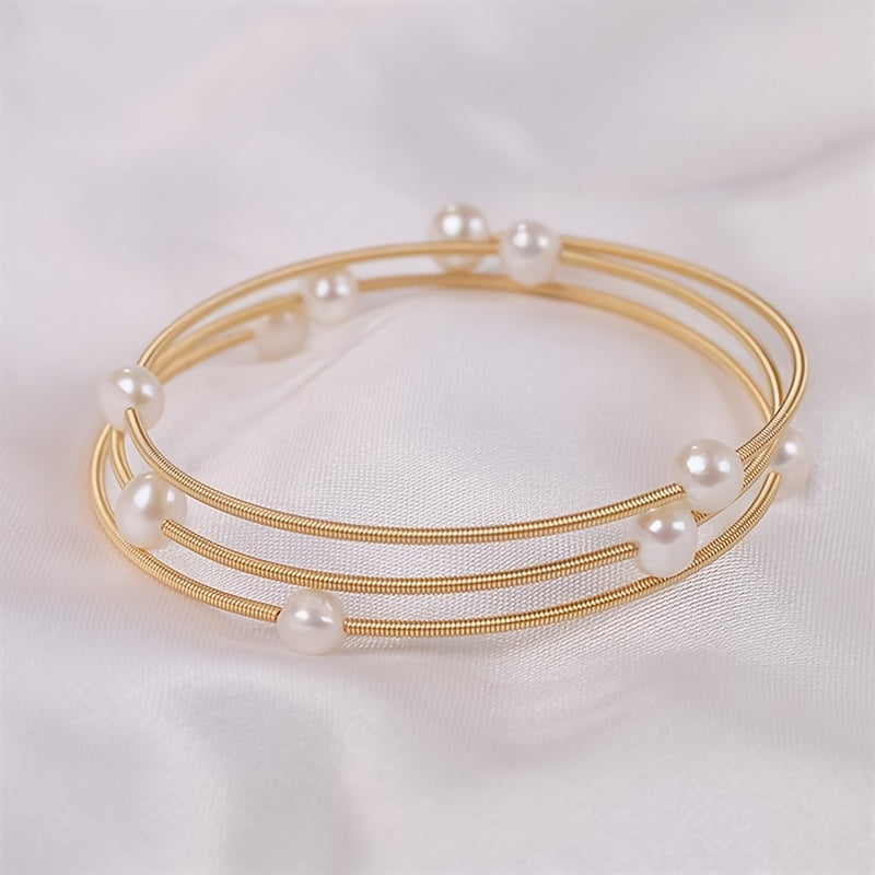 Freshwater Pearl Bracelet with Starry Design and Potato-Shaped Pearls