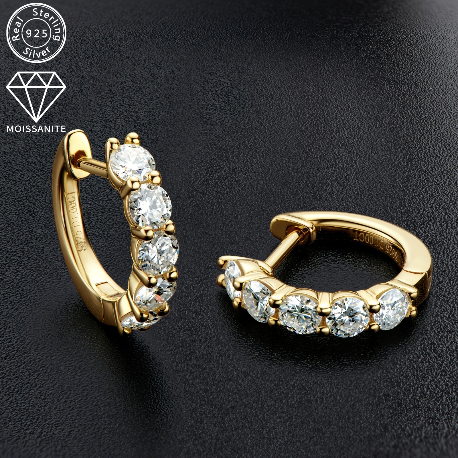 Women's Silver Earrings with Moissanite Stones 3.5mm 1.0ct Round Synthetic Jewelry